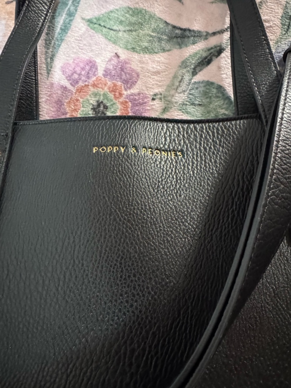 Poppy & Peonies Black GO-GETTER TOTE